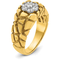 10K Two-Tone Gold Men's Nugget Textured Diamond Cluster Ring - 1/2 Carats Total Diamond Weight by IBGoodman