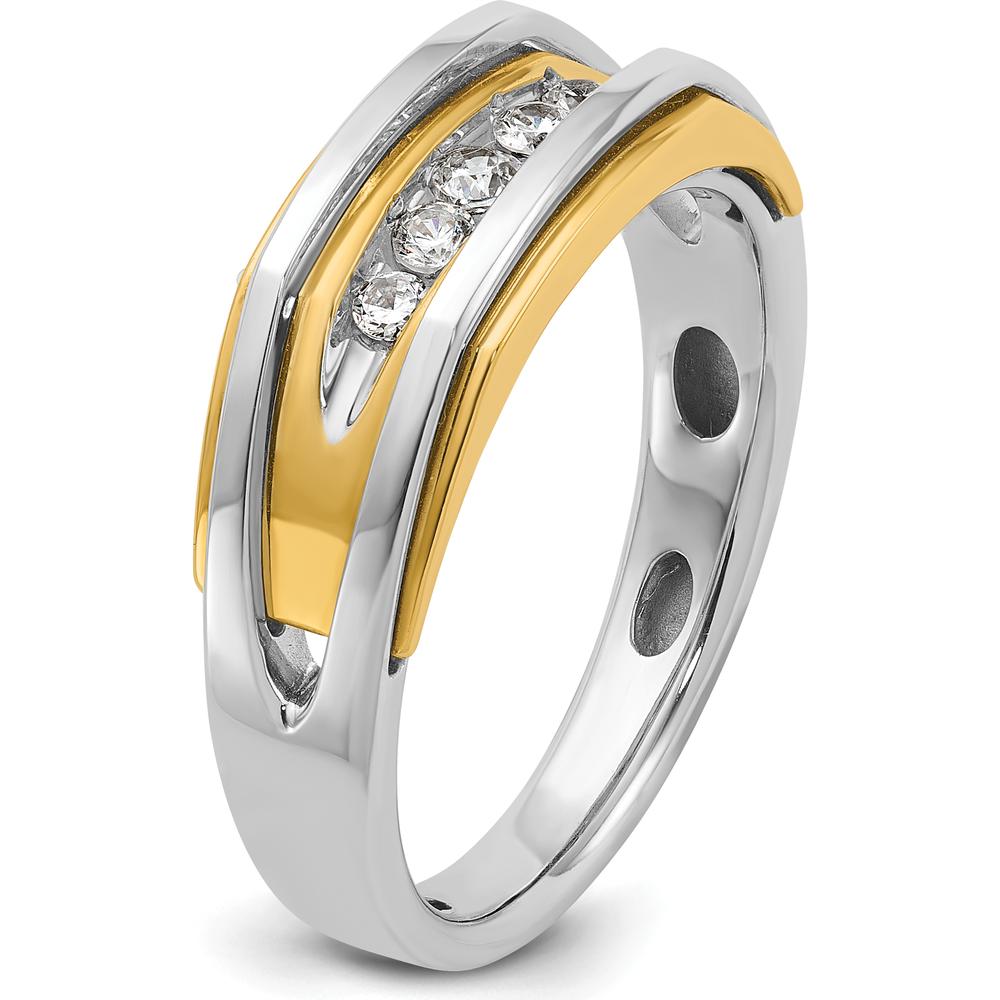 10K Two-Tone Gold Men's Polished 5-Stone Diamond Ring - 0.25 Carats Total Diamond Weight by IBGoodman