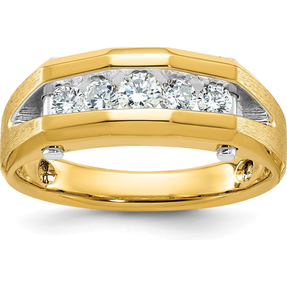 10K Two-Tone Gold Men's Polished and Satin 5-Stone Diamond Ring by IBGoodman