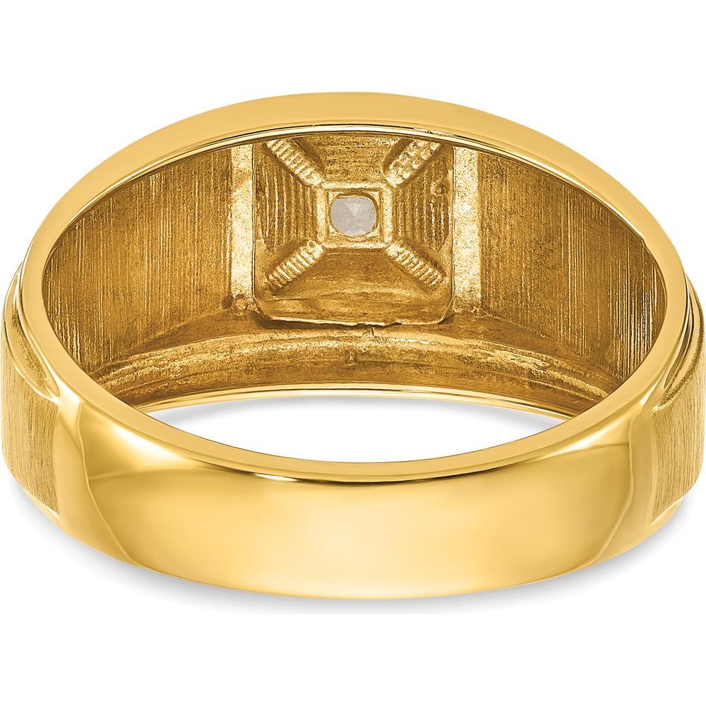10K Two-Tone Gold Men's Polished and Satin Diamond Ring - 0.17 Carats Round Diamond by IBGoodman