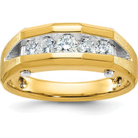 10K Two-Tone Gold Men's Polished and Satin Diamond Ring with 5 Round Diamonds - 0.5 Carats Total Diamond Weight by IBGoodman