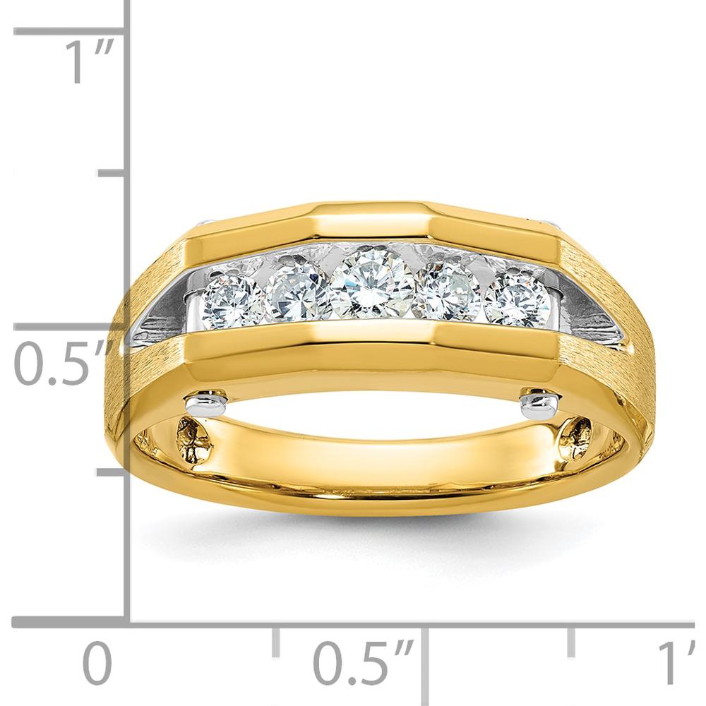 10K Two-Tone Gold Men's Polished and Satin Diamond Ring with 5 Round Diamonds - 0.5 Carats Total Diamond Weight by IBGoodman