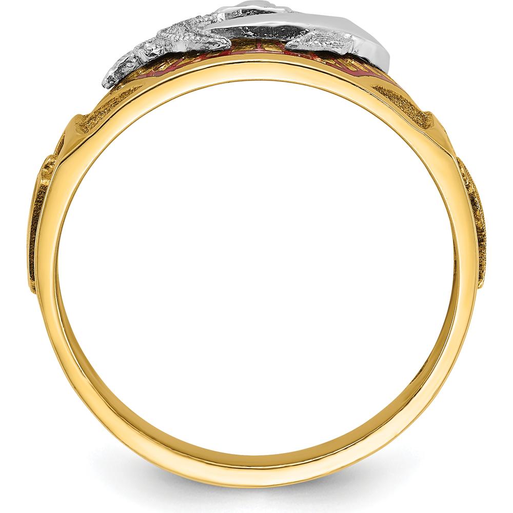 10K Two-Tone Gold Men's Polished and Textured Masonic Shriner's Ring - 12.2mm Band Width