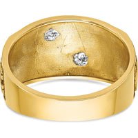 10K Two-Tone Gold Men's Polished and Textured Masonic Shriner's Ring - 12.2mm Band Width