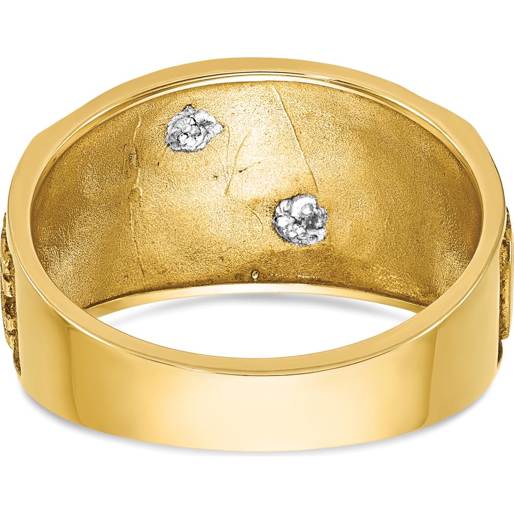 10K Two-Tone Gold Men's Polished and Textured Masonic Shriner's Ring - 12.2mm Band Width