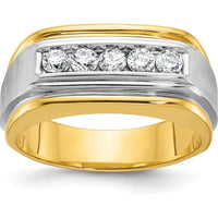10K Two-Tone Gold Men's Polished Satin 5-Stone Diamond Ring - 0.103 Carats Total Diamond Weight by IBGoodman