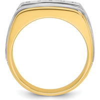 10K Two-Tone Gold Men's Polished Satin 5-Stone Diamond Ring - 0.103 Carats Total Diamond Weight by IBGoodman