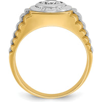 10K Two-Tone Gold Men's Polished Satin and Textured Band Ring by IBGoodman