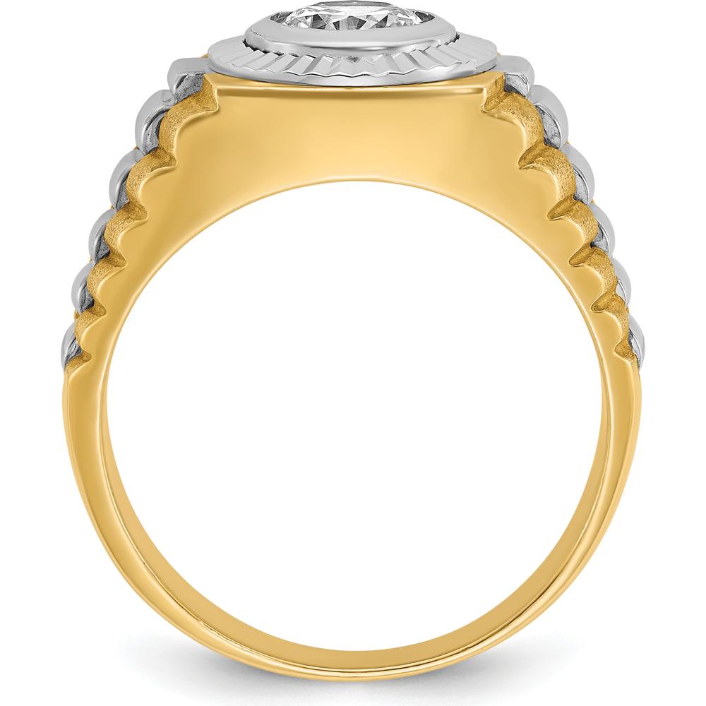 10K Two-Tone Gold Men's Polished Satin and Textured Band Ring by IBGoodman