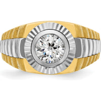 10K Two-Tone Gold Men's Polished Satin and Textured Band Ring by IBGoodman