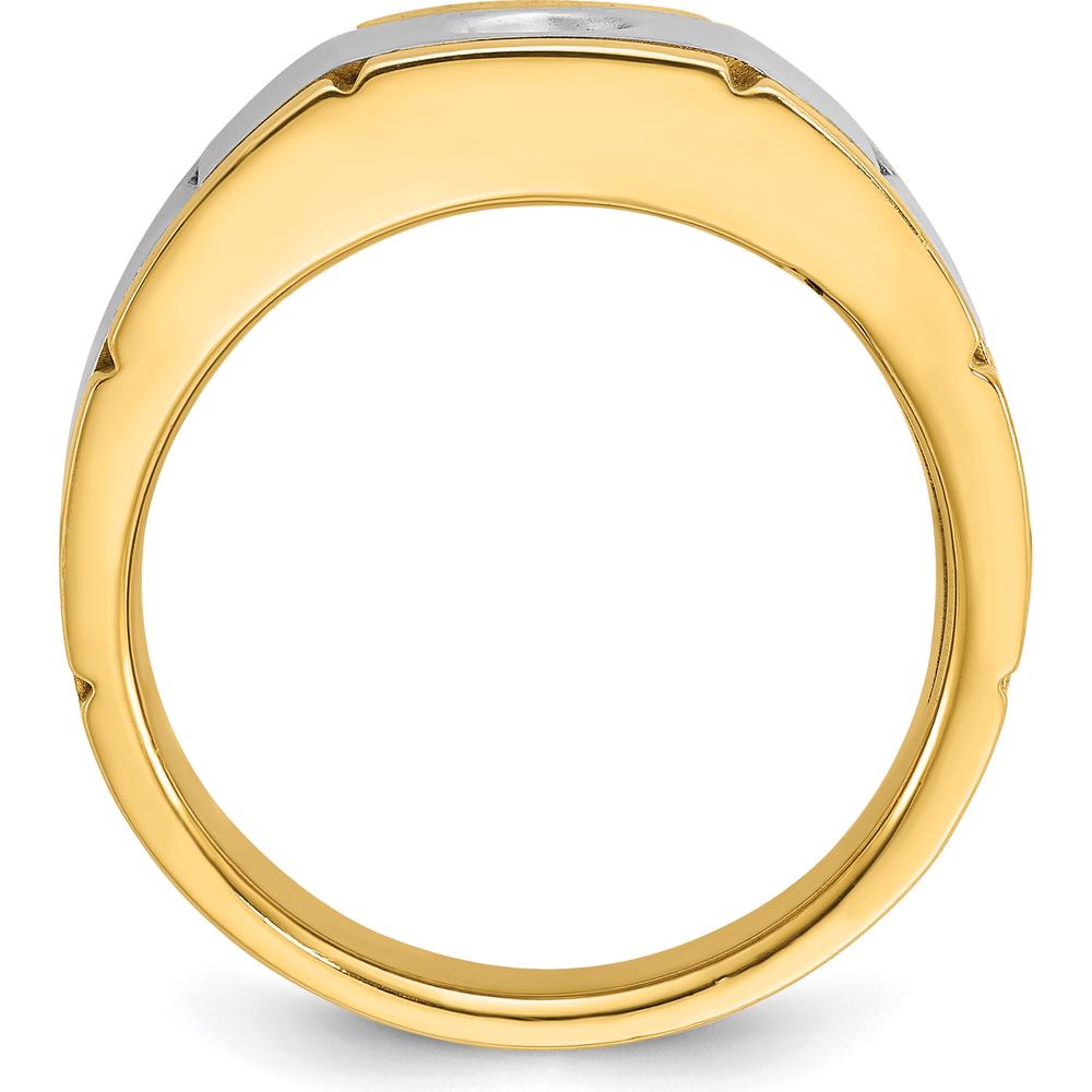 10K Two-Tone Gold Men's Polished Satin Band with Round Diamond - 0.25 Carats by IBGoodman