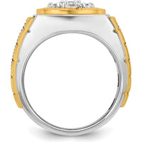 10K Two-Tone Gold Men's Polished Textured Diamond Cluster Ring with 0.15 Carats Diamonds by IBGoodman