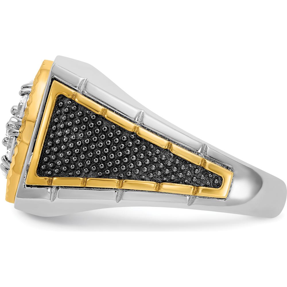 10K Two-Tone Gold Men's Polished Textured Diamond Cluster Ring with 0.15 Carats Diamonds by IBGoodman