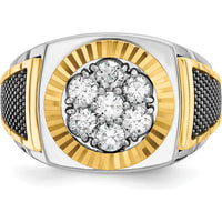 10K Two-Tone Gold Men's Polished Textured Diamond Cluster Ring with 0.15 Carats Diamonds by IBGoodman