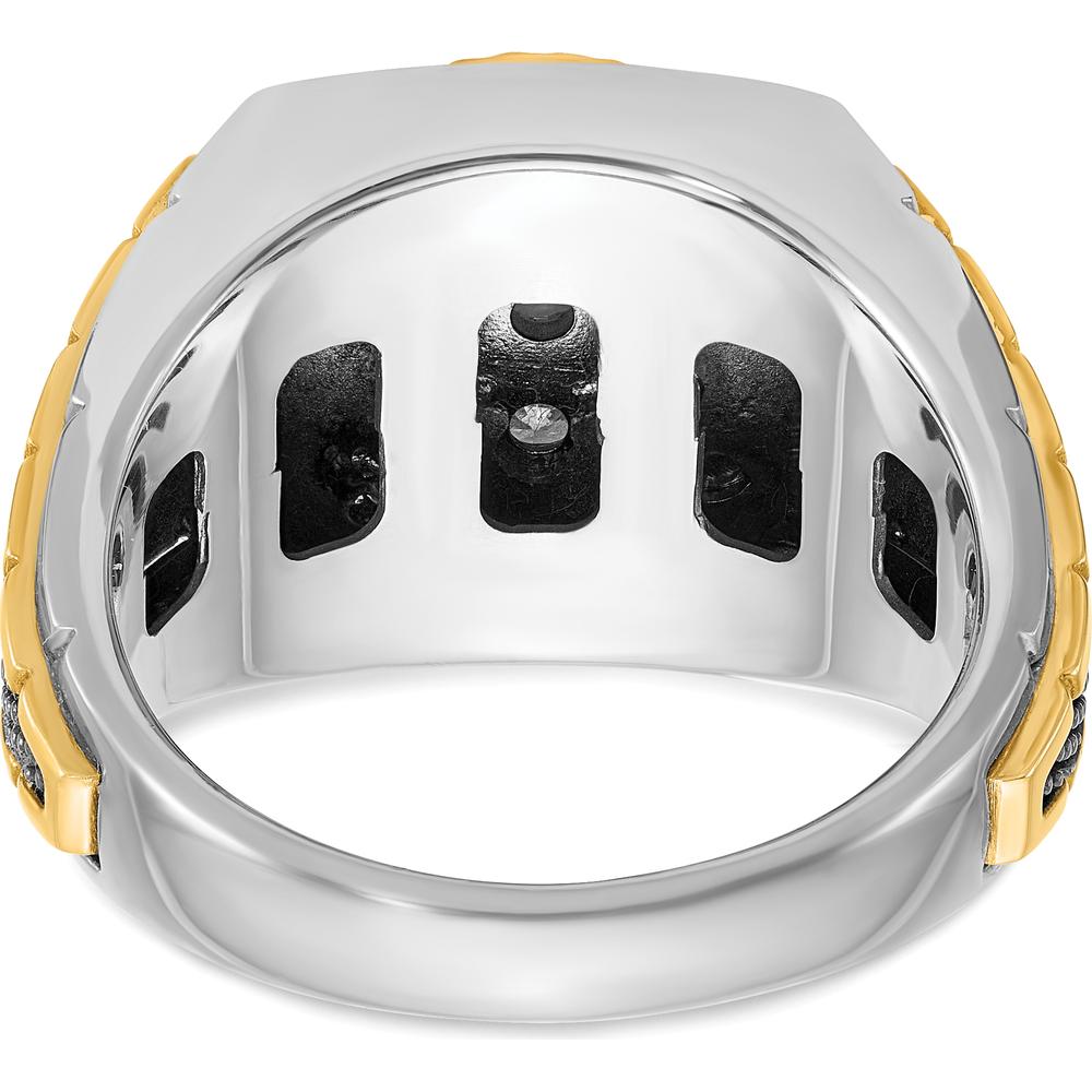 10K Two-Tone Gold Men's Polished Textured Diamond Cluster Ring with 0.15 Carats Diamonds by IBGoodman