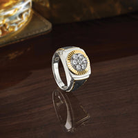 10K Two-Tone Gold Men's Polished Textured Diamond Cluster Ring with 0.15 Carats Diamonds by IBGoodman