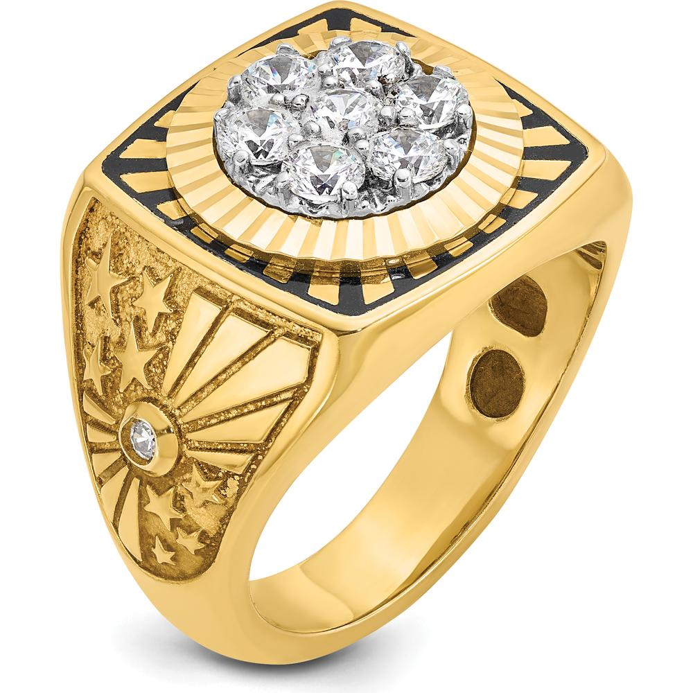10K Two-Tone Gold Men's Ring with 1 Carat Diamond Cluster - White Diamonds, Black Enamel Accent by IBGoodman