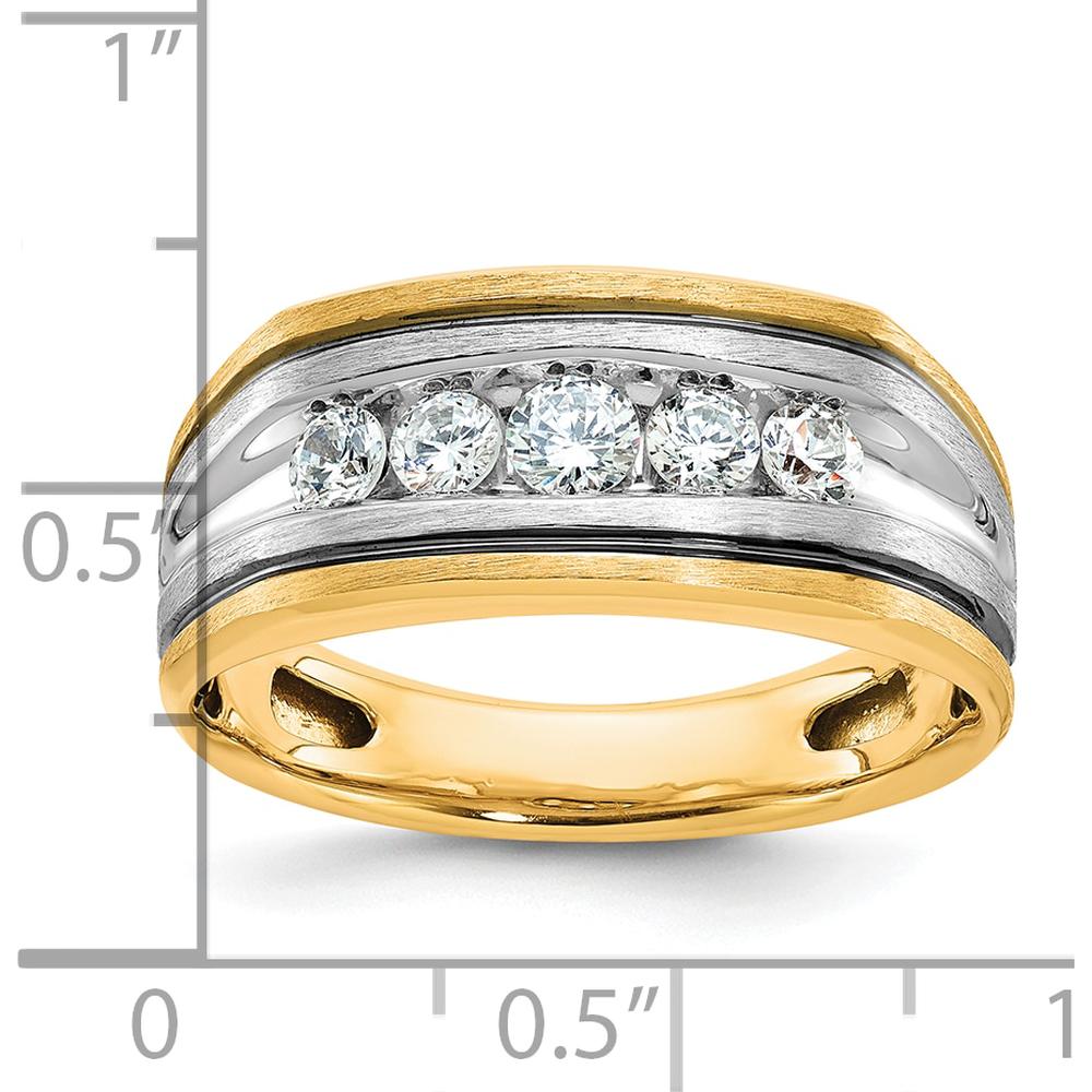 10K Two-Tone Gold Men's Ring with 5-Prong Set Diamonds - 0.50 Carats Total Diamond Weight by IBGoodman