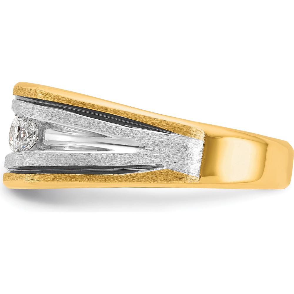 10K Two-Tone Gold Men's Ring with 5-Prong Set Diamonds - 0.50 Carats Total Diamond Weight by IBGoodman
