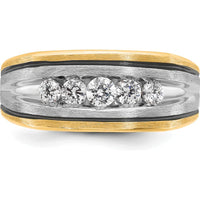 10K Two-Tone Gold Men's Ring with 5-Prong Set Diamonds - 0.50 Carats Total Diamond Weight by IBGoodman