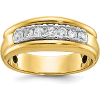10K Two-Tone Gold Men's Ring with 7 Round Bezel Set Diamonds - 0.55 Carats Total Diamond Weight by IBGoodman