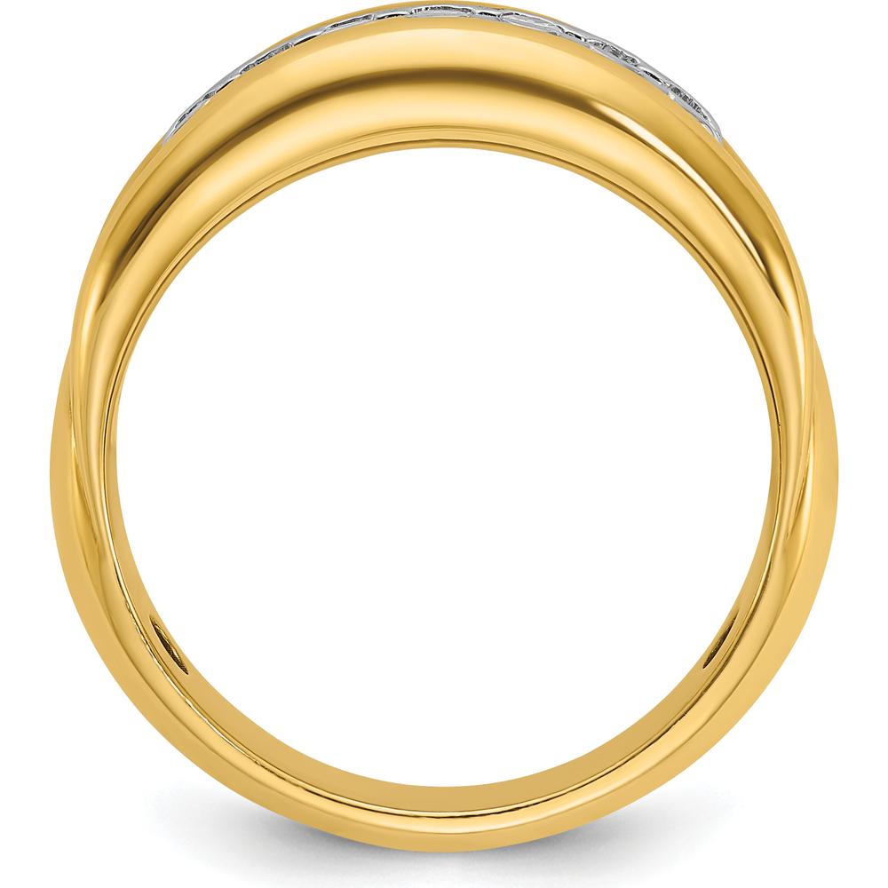 10K Two-Tone Gold Men's Ring with 7 Round Bezel Set Diamonds - 0.55 Carats Total Diamond Weight by IBGoodman