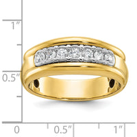 10K Two-Tone Gold Men's Ring with 7 Round Bezel Set Diamonds - 0.55 Carats Total Diamond Weight by IBGoodman