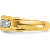 10K Two-Tone Gold Men's Ring with 7 Round Bezel Set Diamonds - 0.55 Carats Total Diamond Weight by IBGoodman