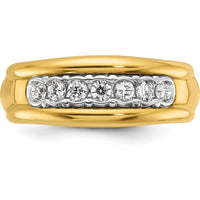 10K Two-Tone Gold Men's Ring with 7 Round Bezel Set Diamonds - 0.55 Carats Total Diamond Weight by IBGoodman