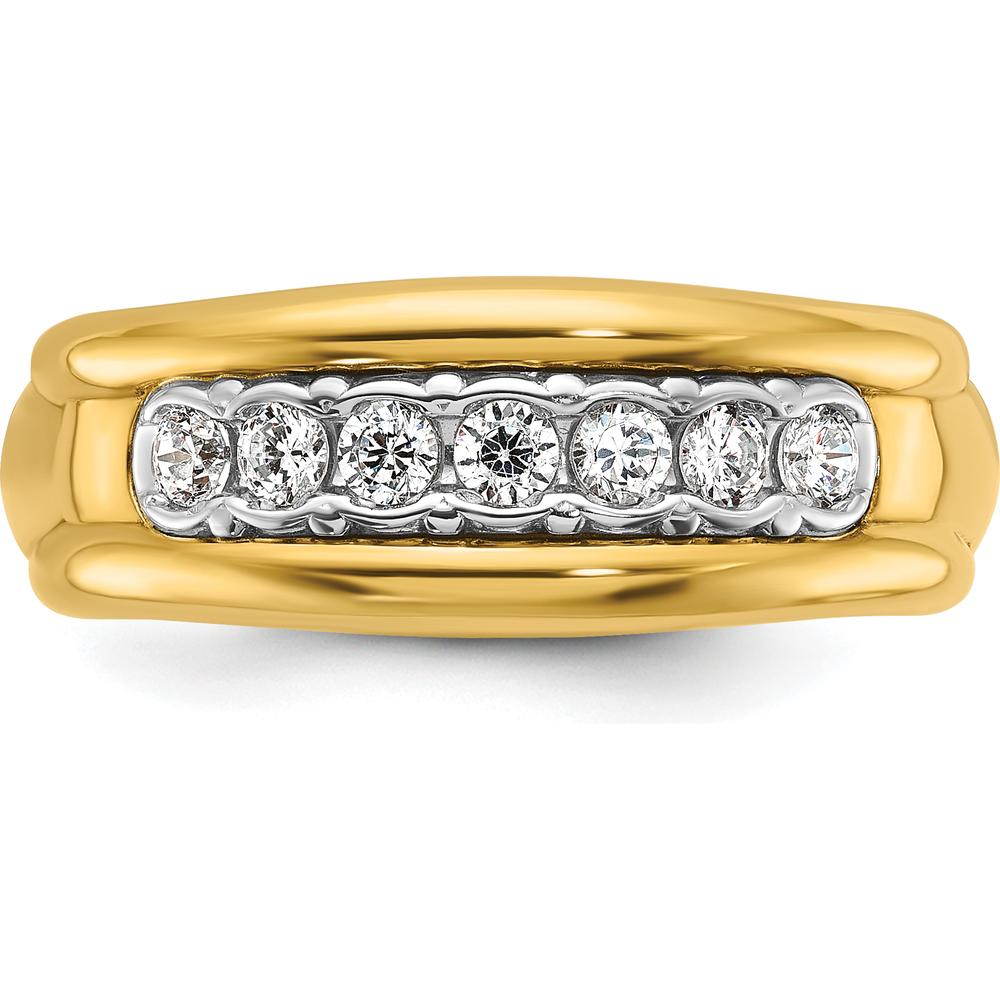 10K Two-Tone Gold Men's Ring with 7 Round Bezel Set Diamonds - 0.55 Carats Total Diamond Weight by IBGoodman
