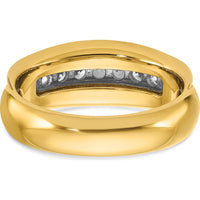 10K Two-Tone Gold Men's Ring with 7 Round Bezel Set Diamonds - 0.55 Carats Total Diamond Weight by IBGoodman