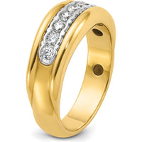 10K Two-Tone Gold Men's Ring with 7 Round Bezel Set Diamonds - 0.55 Carats Total Diamond Weight by IBGoodman