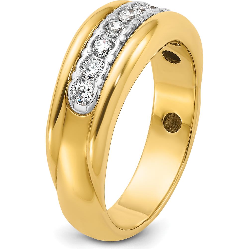 10K Two-Tone Gold Men's Ring with 7 Round Bezel Set Diamonds - 0.55 Carats Total Diamond Weight by IBGoodman