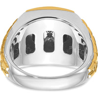 10K Two-Tone Gold Men's Ring with Round Diamond and Cushion Onyx - 0.103 Carats Diamond Weight by IBGoodman