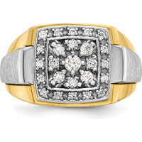 10K Two-Tone Gold Men's Ring with Square Diamond Accent - Satin and Polished Finish by IBGoodman