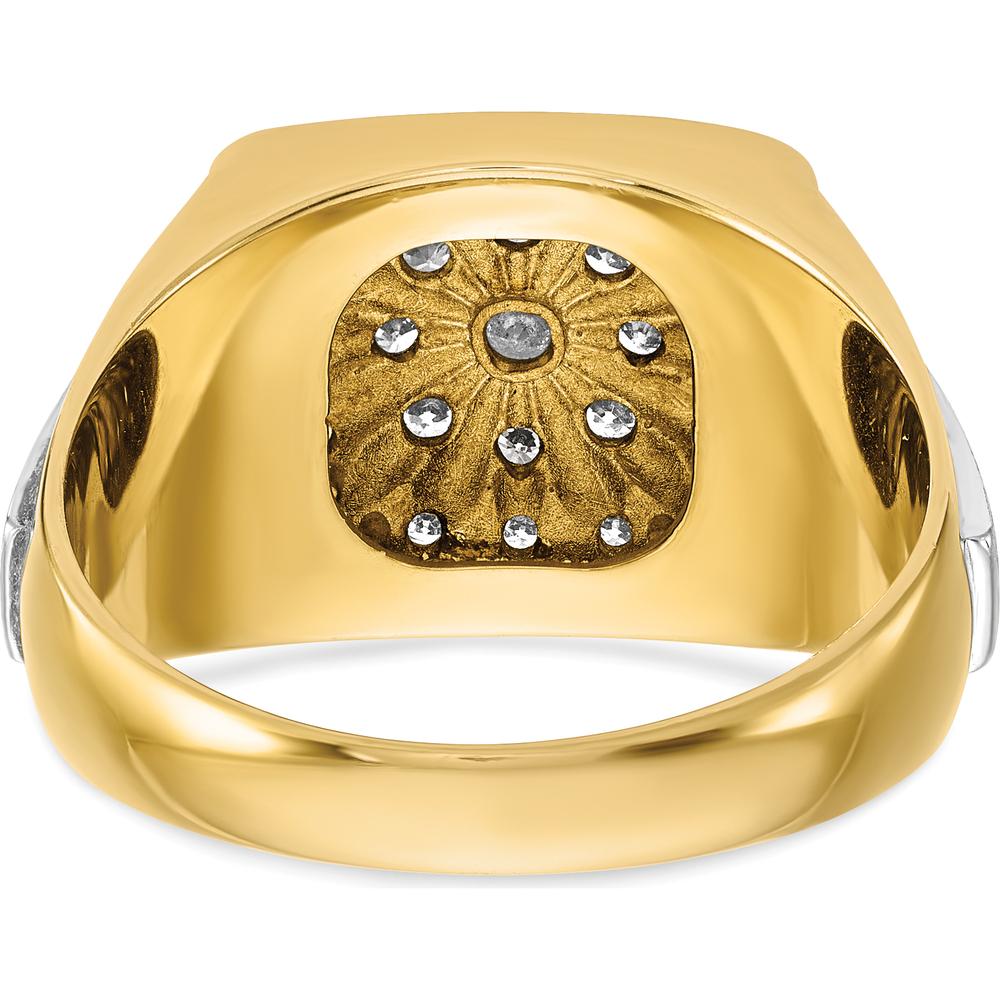 10K Two-Tone Gold Men's Ring with Square Diamond Accent - Satin and Polished Finish by IBGoodman