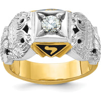 10K Two-Tone Gold Men's Scottish Rite Masonic Ring with Textured and Polished Finish by IBGoodman