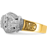 10K Two-Tone Gold Men's Scottish Rite Masonic Ring with Textured and Polished Finish by IBGoodman