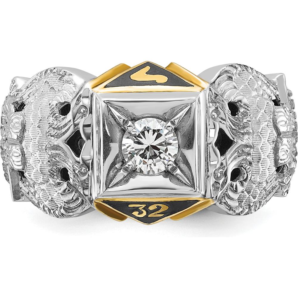 10K Two-Tone Gold Men's Scottish Rite Masonic Ring with Textured and Polished Finish by IBGoodman