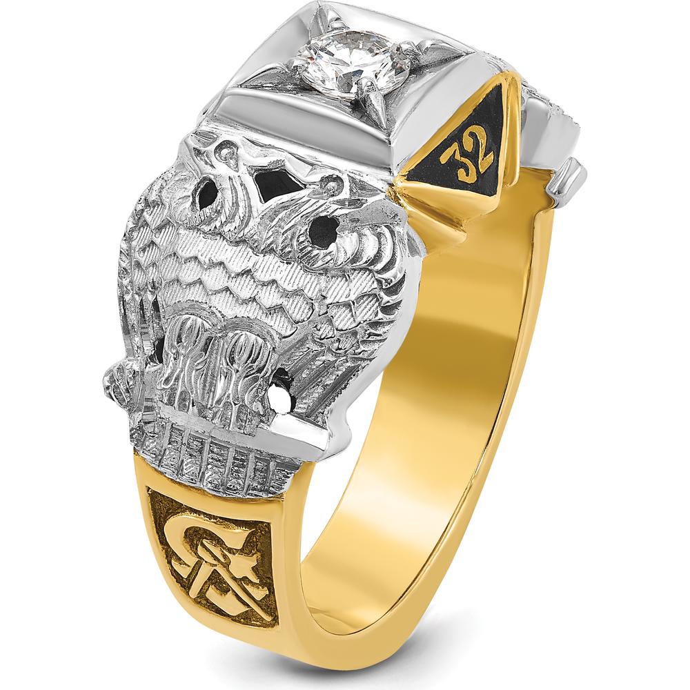 10K Two-Tone Gold Men's Scottish Rite Masonic Ring with Textured and Polished Finish by IBGoodman