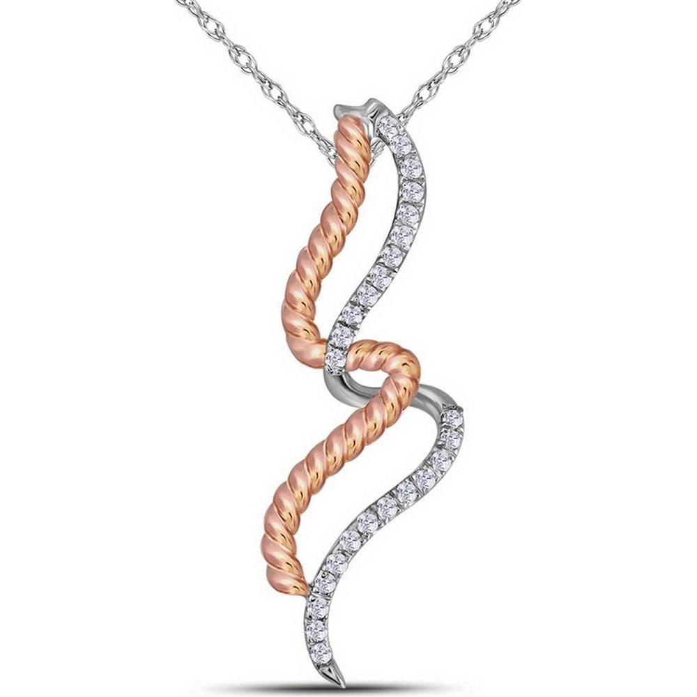 10K Two-Tone Gold Pendant with Prong-Set Round Diamonds - 0.10 Carat Total Diamond Weight