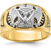 10K Two-Tone Gold Polished and Textured 32nd Degree Scottish Rite Masonic Men's Ring