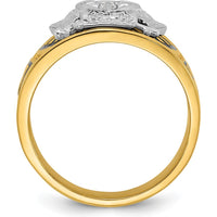 10K Two-Tone Gold Polished and Textured 32nd Degree Scottish Rite Masonic Men's Ring