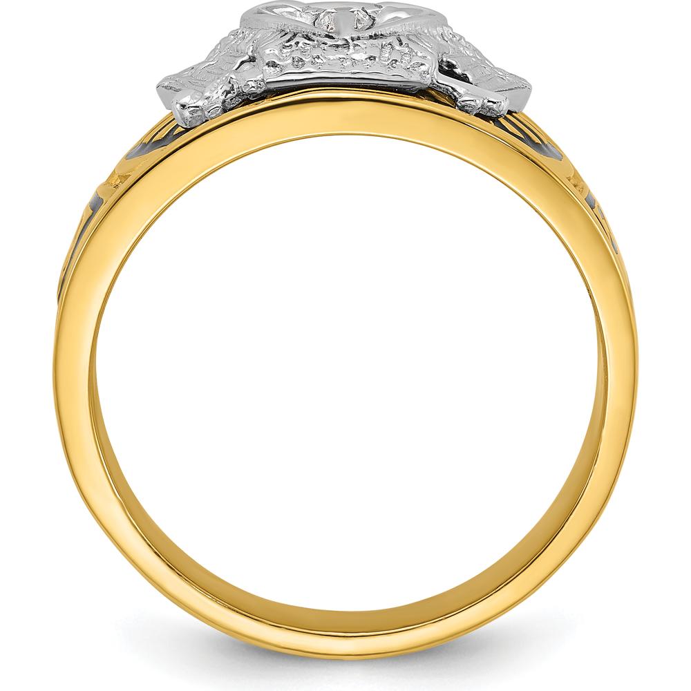 10K Two-Tone Gold Polished and Textured 32nd Degree Scottish Rite Masonic Men's Ring
