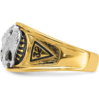 10K Two-Tone Gold Polished and Textured 32nd Degree Scottish Rite Masonic Men's Ring