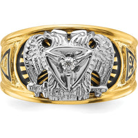 10K Two-Tone Gold Polished and Textured 32nd Degree Scottish Rite Masonic Men's Ring