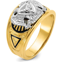 10K Two-Tone Gold Polished and Textured 32nd Degree Scottish Rite Masonic Men's Ring
