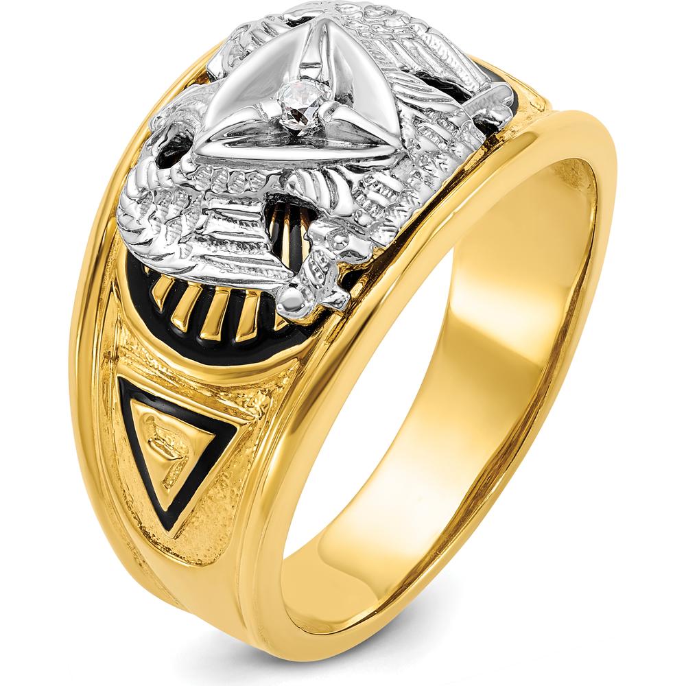 10K Two-Tone Gold Polished and Textured 32nd Degree Scottish Rite Masonic Men's Ring