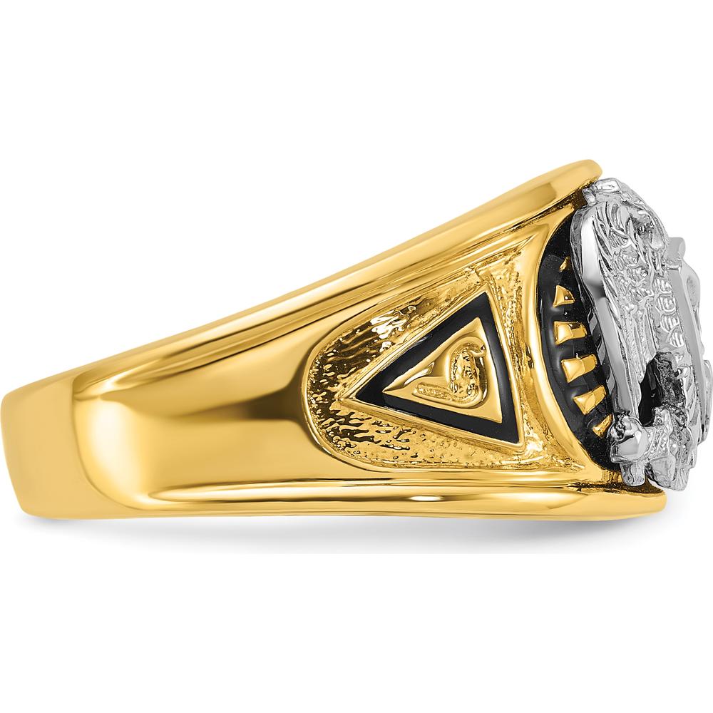 10K Two-Tone Gold Polished and Textured 32nd Degree Scottish Rite Masonic Men's Ring