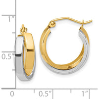 10K Two-Tone Gold Polished Double Hoop Earrings - 19.17mm Length